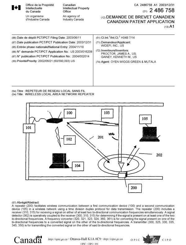 Document de brevet canadien 2486758. Page couverture 20050202. Image 1 de 1
