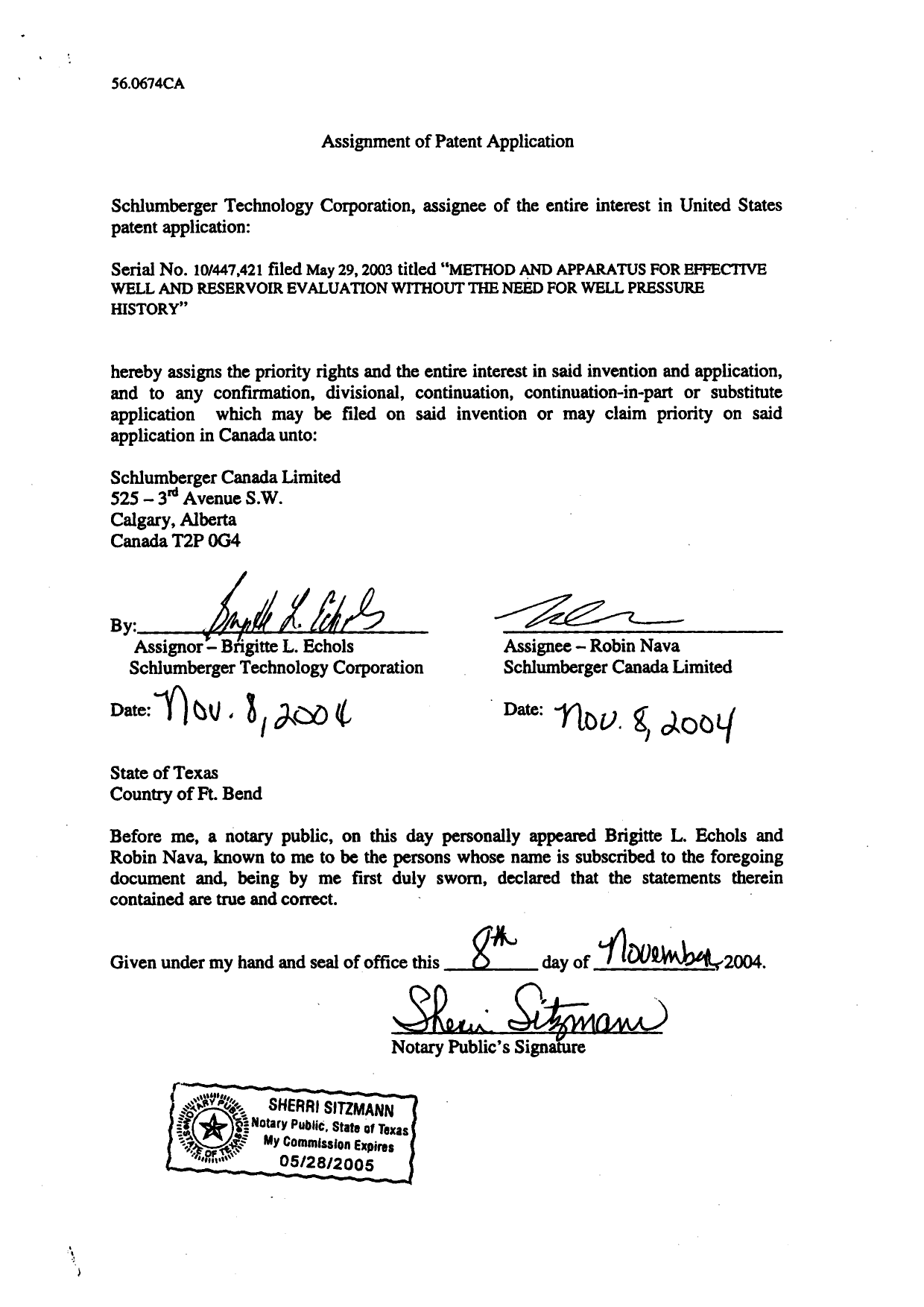 Canadian Patent Document 2486857. Assignment 20050201. Image 5 of 5