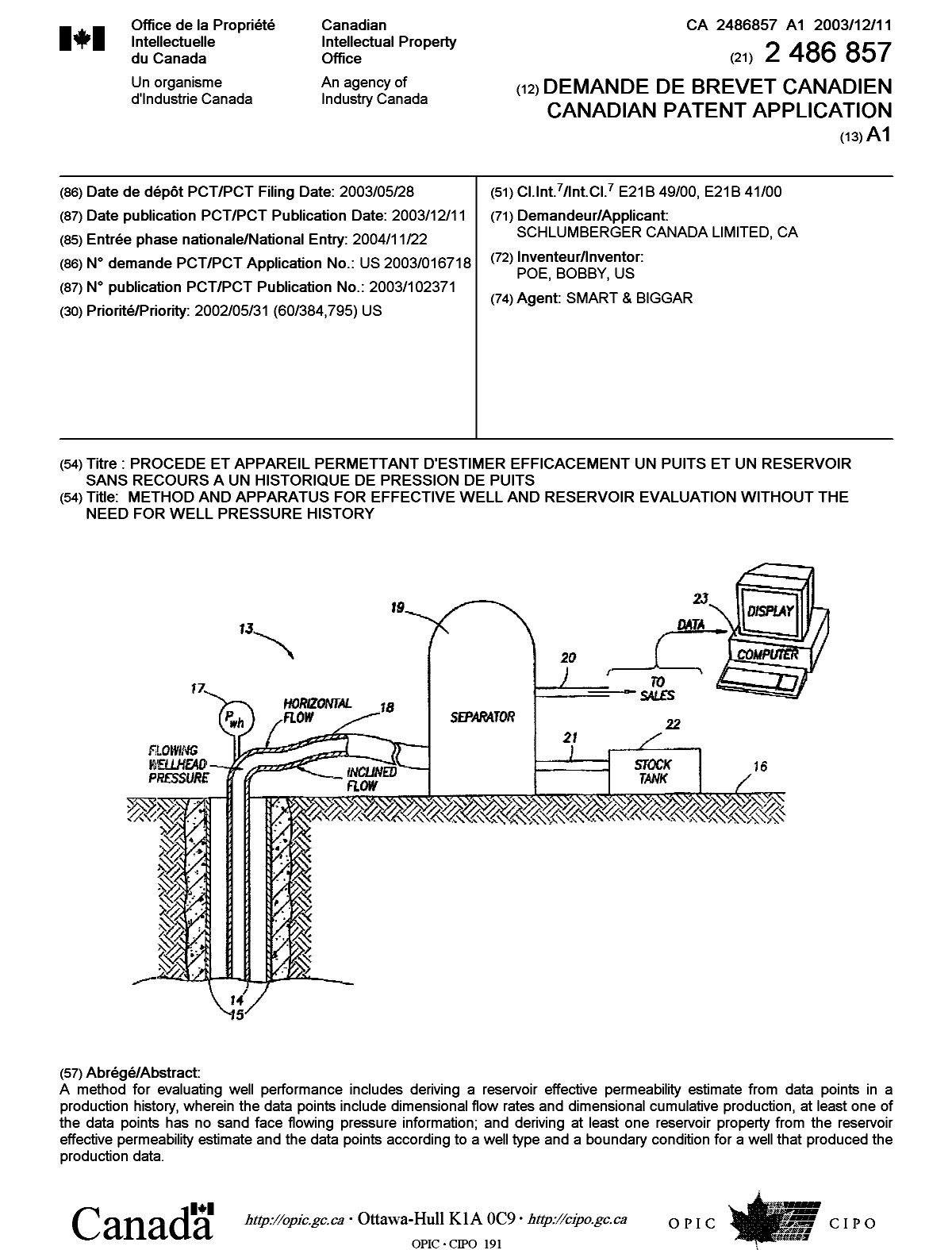 Document de brevet canadien 2486857. Page couverture 20050202. Image 1 de 1