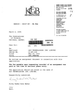 Document de brevet canadien 2487138. Cession 20050304. Image 1 de 2