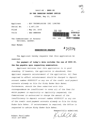 Document de brevet canadien 2487138. Poursuite-Amendment 20080521. Image 1 de 1