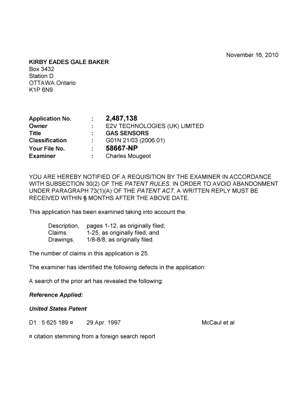 Document de brevet canadien 2487138. Poursuite-Amendment 20101116. Image 1 de 4