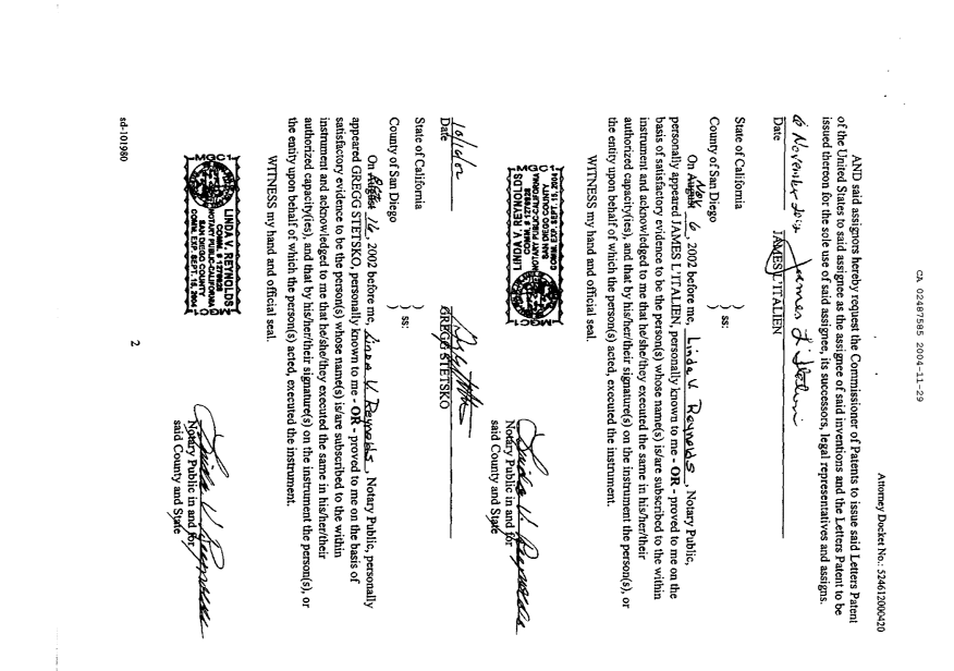 Canadian Patent Document 2487585. Assignment 20041129. Image 4 of 4