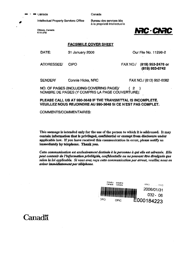 Document de brevet canadien 2487649. Poursuite-Amendment 20060131. Image 2 de 2