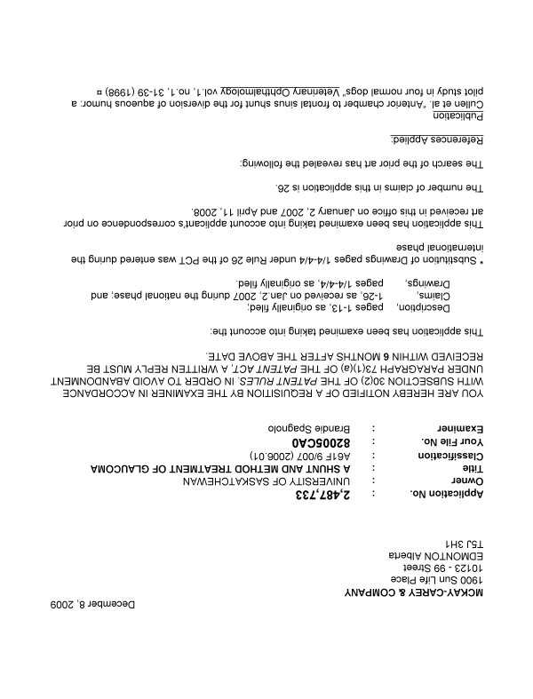Canadian Patent Document 2487733. Prosecution-Amendment 20091208. Image 1 of 4
