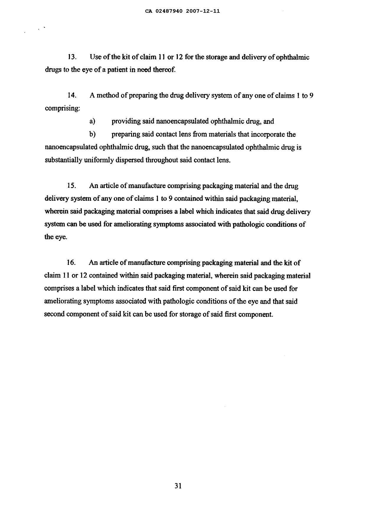 Document de brevet canadien 2487940. Poursuite-Amendment 20061211. Image 5 de 5