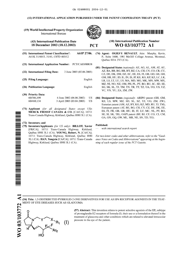 Document de brevet canadien 2488001. Abrégé 20041201. Image 1 de 1