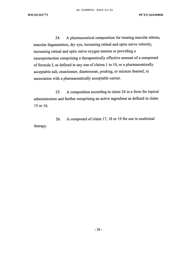 Document de brevet canadien 2488001. Revendications 20041201. Image 9 de 9
