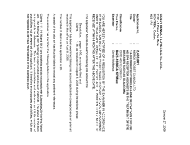 Canadian Patent Document 2488001. Prosecution-Amendment 20091027. Image 1 of 3