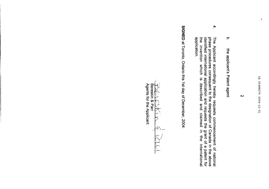 Canadian Patent Document 2488270. Assignment 20041201. Image 4 of 4