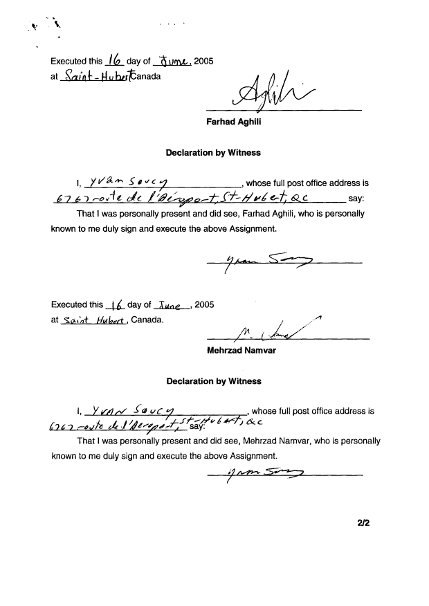 Document de brevet canadien 2489181. Cession 20050704. Image 3 de 3