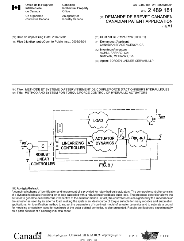 Document de brevet canadien 2489181. Page couverture 20060525. Image 1 de 1
