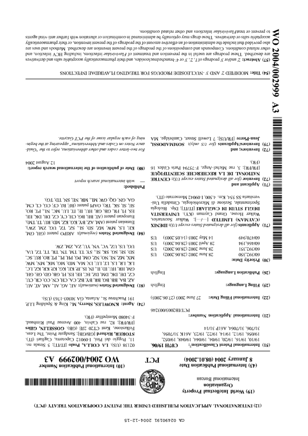 Document de brevet canadien 2490191. Abrégé 20031215. Image 1 de 1
