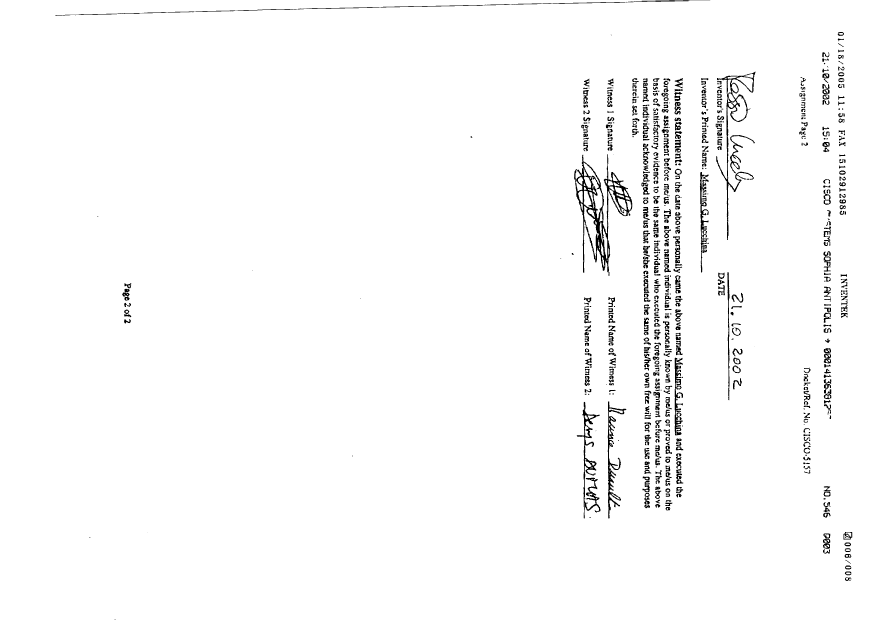 Canadian Patent Document 2490825. Assignment 20050906. Image 7 of 7
