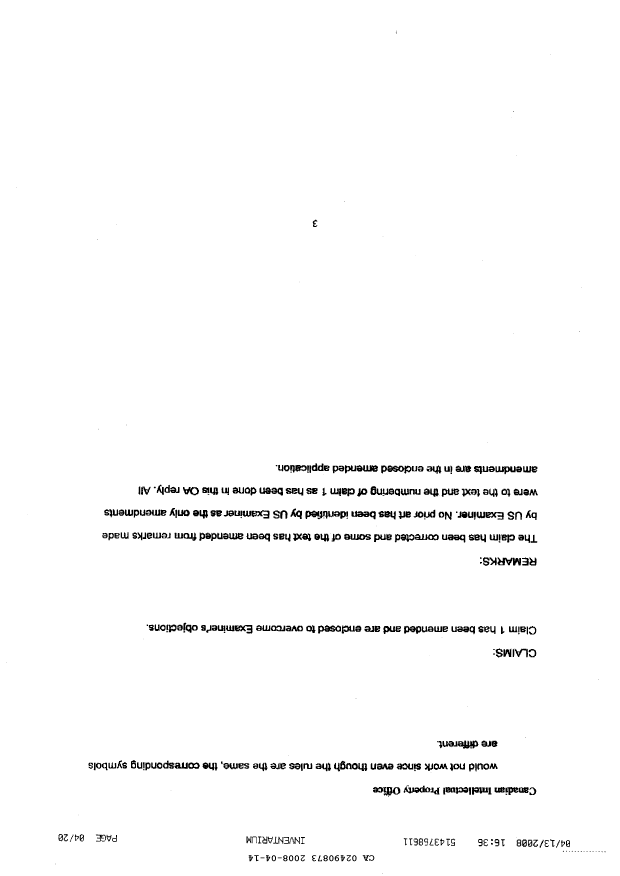 Document de brevet canadien 2490873. Poursuite-Amendment 20071214. Image 3 de 20