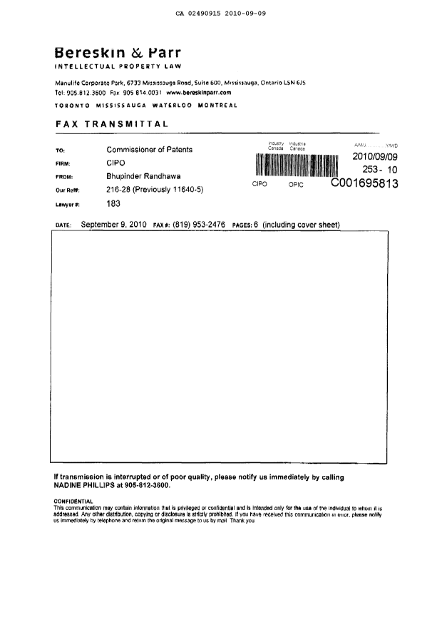 Canadian Patent Document 2490915. Prosecution-Amendment 20100909. Image 6 of 6