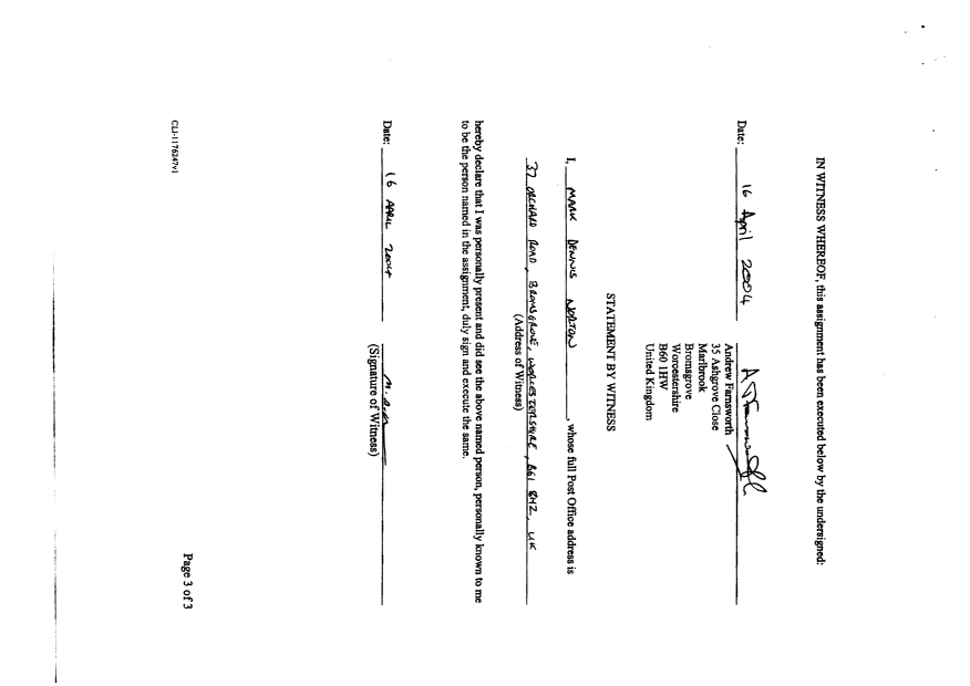 Canadian Patent Document 2492001. Assignment 20050107. Image 10 of 10