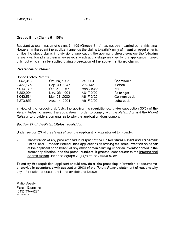Document de brevet canadien 2492630. Poursuite-Amendment 20060419. Image 3 de 3