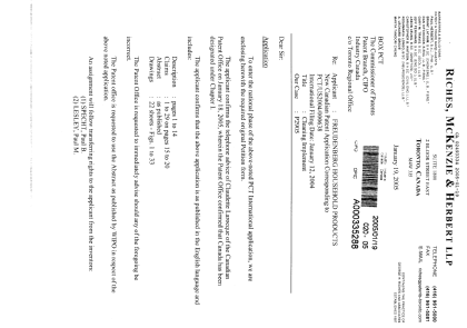Document de brevet canadien 2493334. Cession 20050119. Image 1 de 4