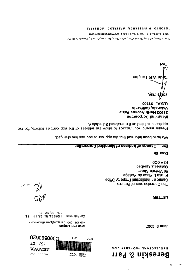 Canadian Patent Document 2493478. Correspondence 20070605. Image 1 of 2