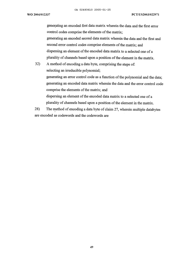 Document de brevet canadien 2493610. Revendications 20050125. Image 5 de 5