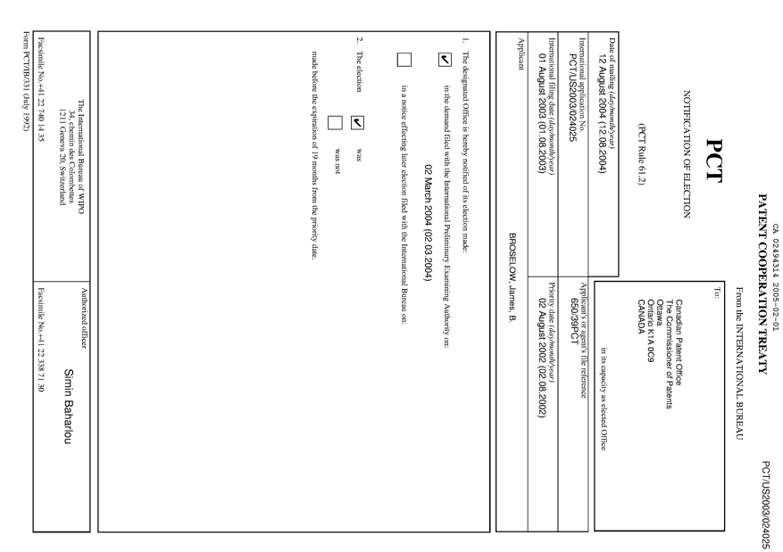 Document de brevet canadien 2494314. PCT 20050201. Image 1 de 2