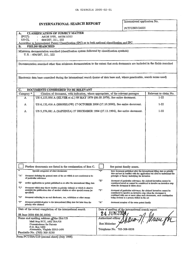 Document de brevet canadien 2494314. PCT 20050201. Image 2 de 2