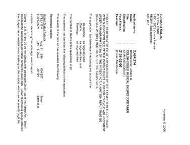 Canadian Patent Document 2494314. Prosecution-Amendment 20061108. Image 1 of 2