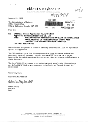 Document de brevet canadien 2494560. Cession 20060112. Image 1 de 3
