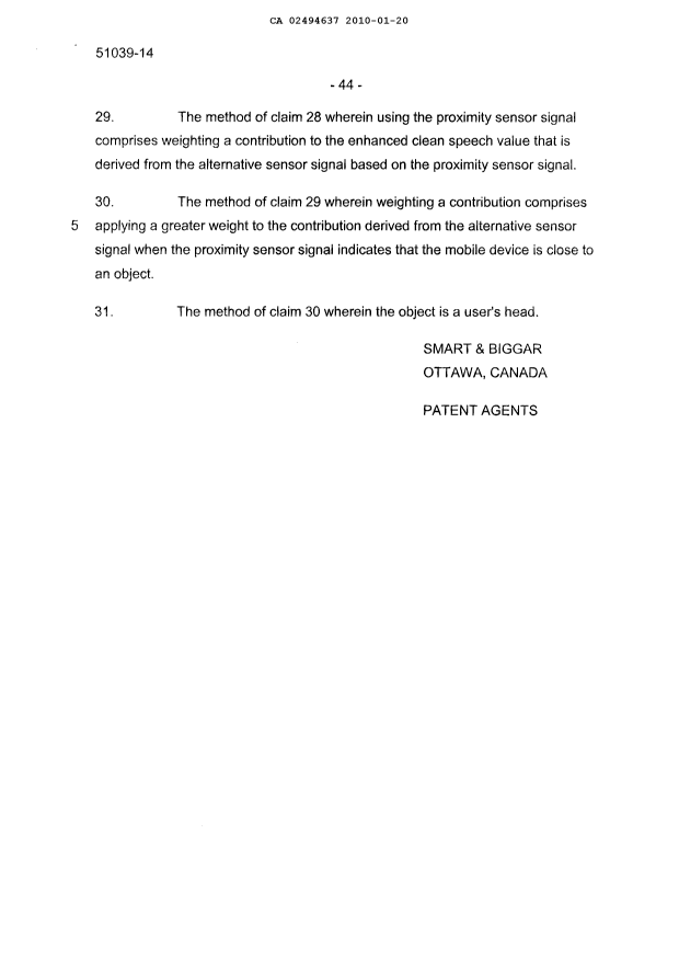 Document de brevet canadien 2494637. Poursuite-Amendment 20100120. Image 9 de 9
