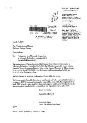 Document de brevet canadien 2494637. Cession 20150331. Image 1 de 31
