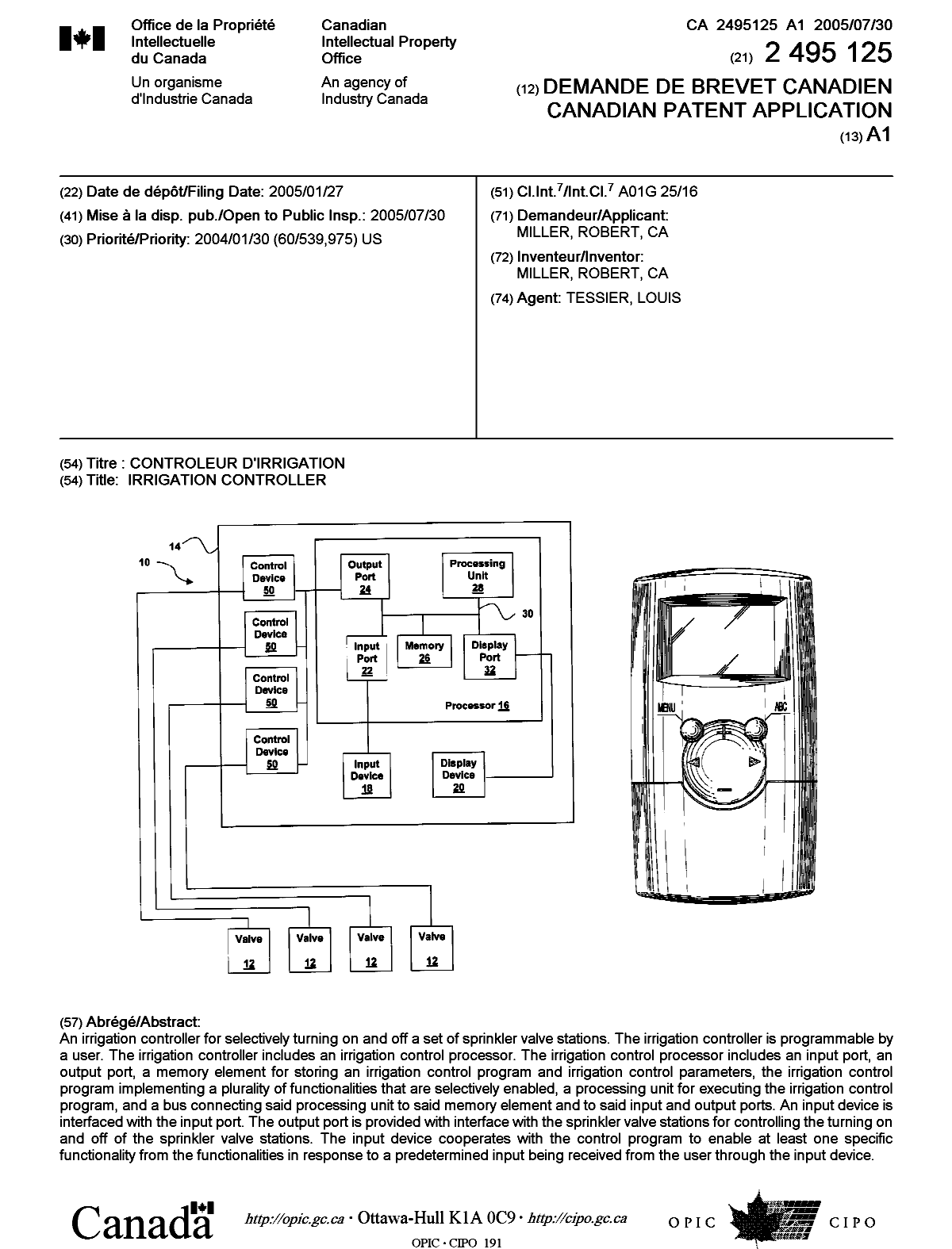 Document de brevet canadien 2495125. Page couverture 20050721. Image 1 de 1