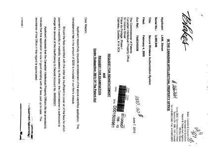 Canadian Patent Document 2495949. Prosecution-Amendment 20100607. Image 1 of 2