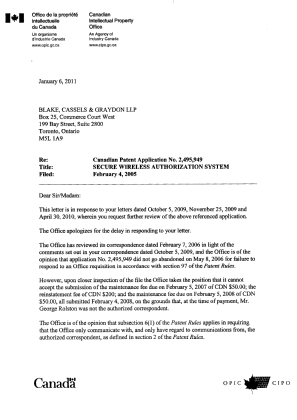 Document de brevet canadien 2495949. Correspondance 20110106. Image 1 de 3