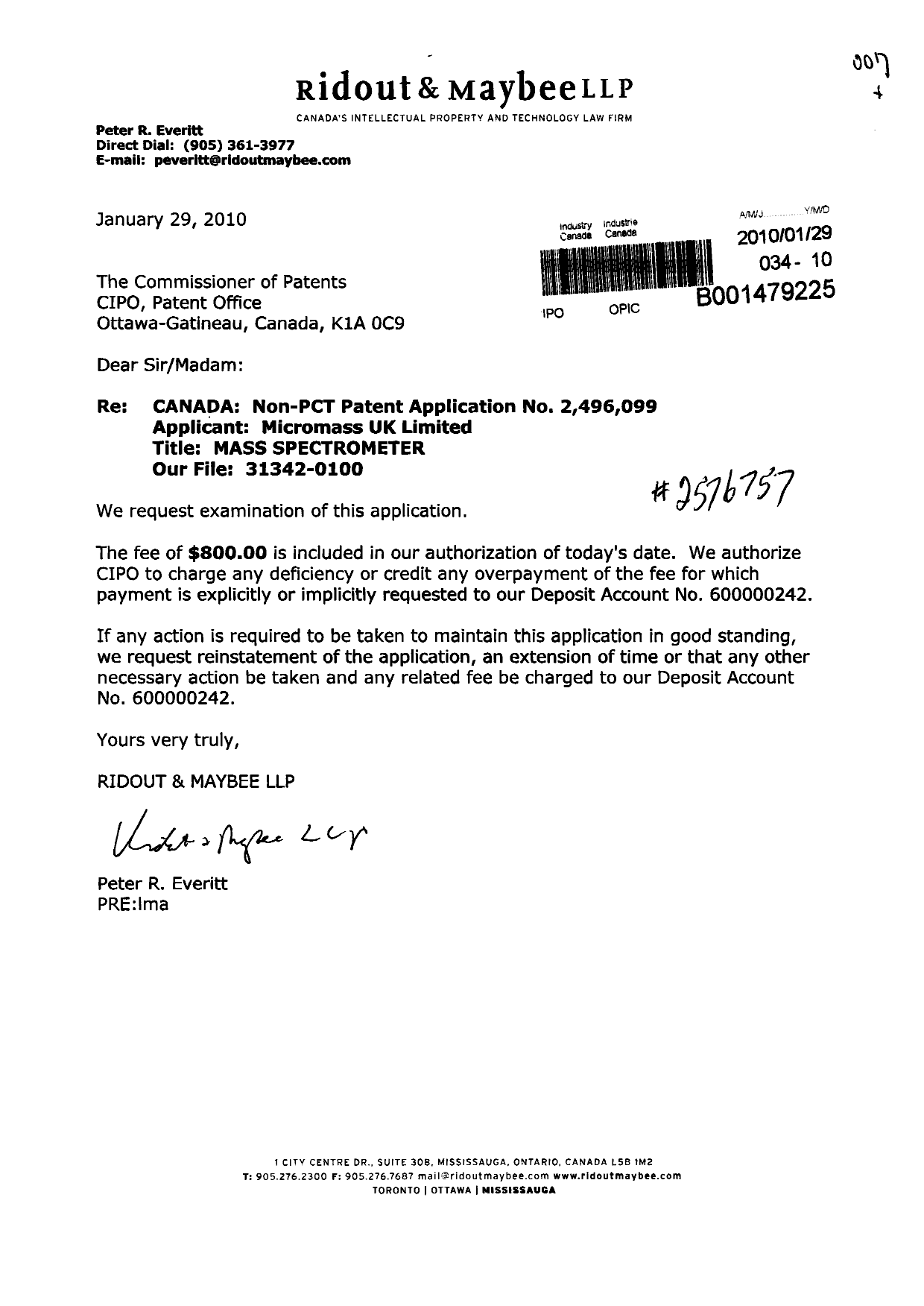 Document de brevet canadien 2496099. Poursuite-Amendment 20100129. Image 1 de 1