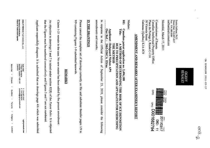 Canadian Patent Document 2496188. Prosecution-Amendment 20101217. Image 1 of 11