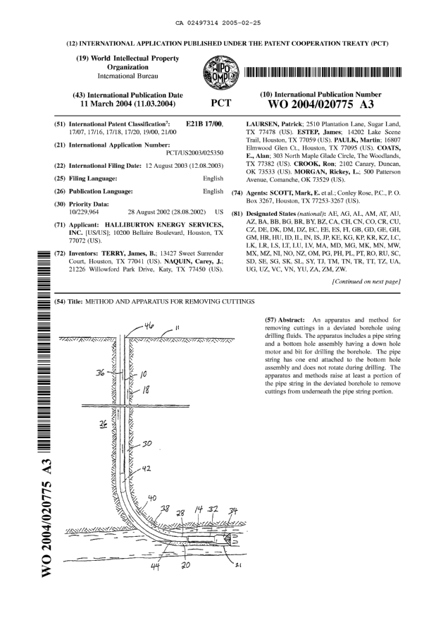 Document de brevet canadien 2497314. Abrégé 20050225. Image 1 de 2