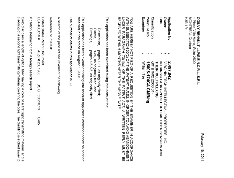 Document de brevet canadien 2497842. Poursuite-Amendment 20101216. Image 1 de 4