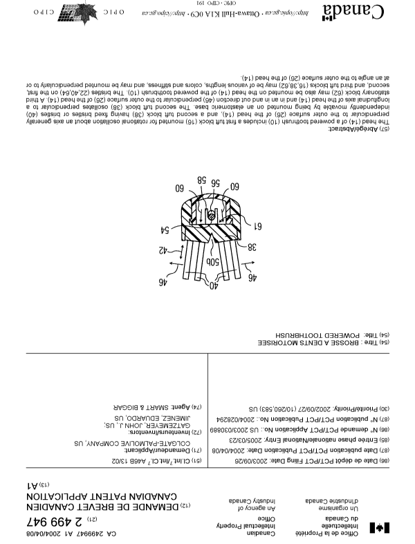 Canadian Patent Document 2499947. Cover Page 20050613. Image 1 of 1
