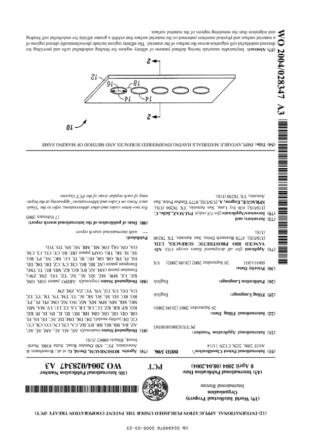 Canadian Patent Document 2499976. Abstract 20050323. Image 1 of 1