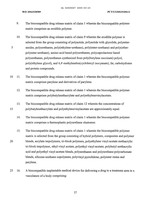 Document de brevet canadien 2500067. Revendications 20050323. Image 2 de 14
