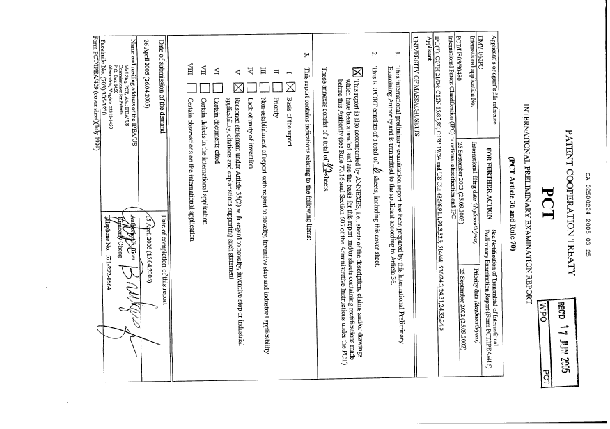 Document de brevet canadien 2500224. PCT 20050325. Image 1 de 86