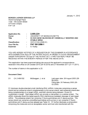 Canadian Patent Document 2500224. Prosecution-Amendment 20120111. Image 1 of 3