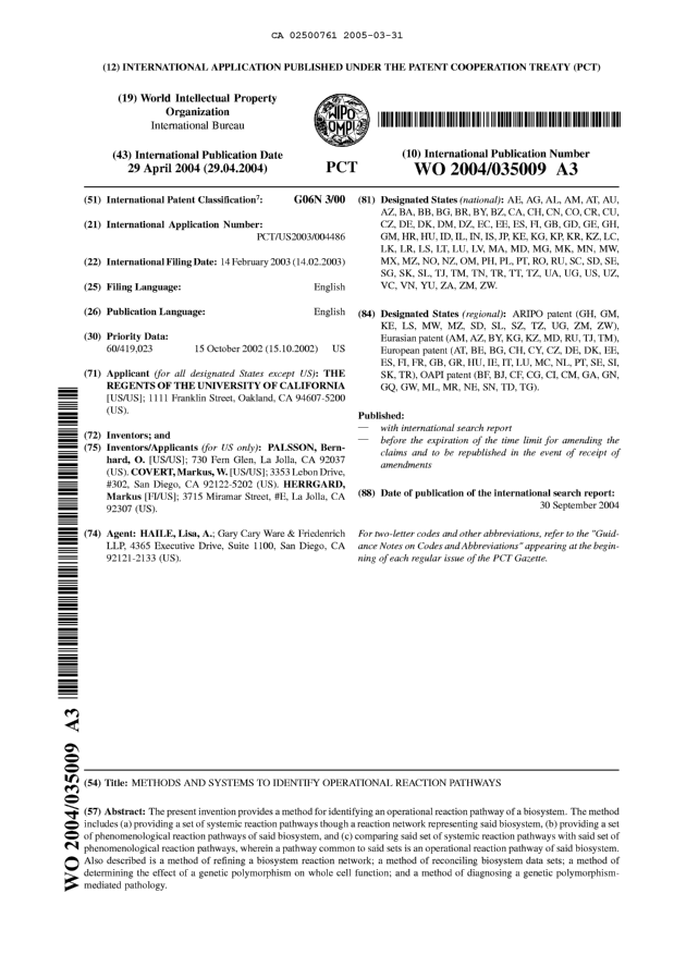 Document de brevet canadien 2500761. Abrégé 20050331. Image 1 de 1