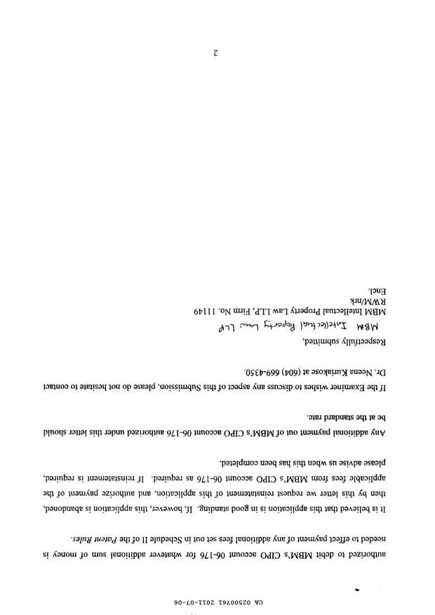 Document de brevet canadien 2500761. Poursuite-Amendment 20101206. Image 2 de 2
