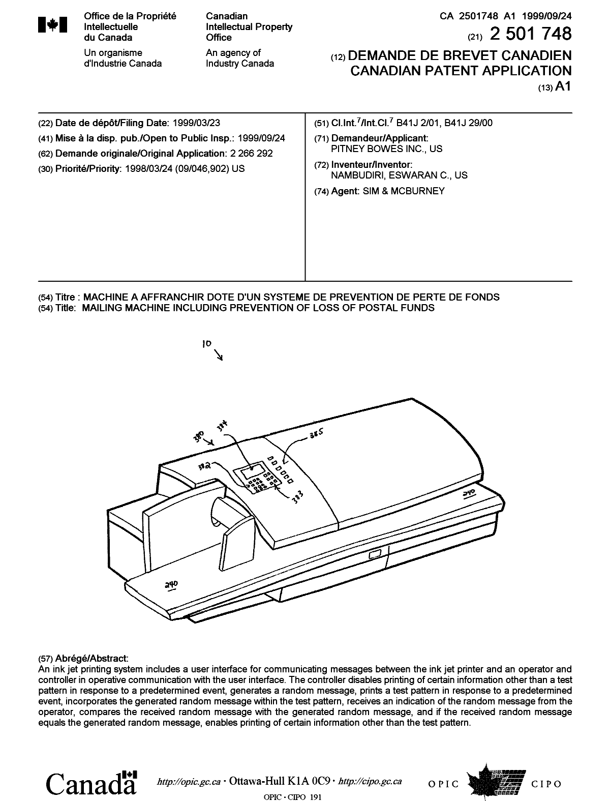 Document de brevet canadien 2501748. Page couverture 20050527. Image 1 de 1