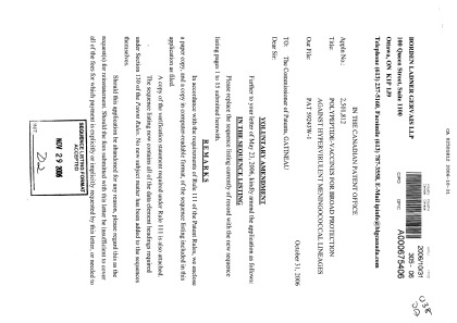 Canadian Patent Document 2501812. Prosecution-Amendment 20061031. Image 1 of 18