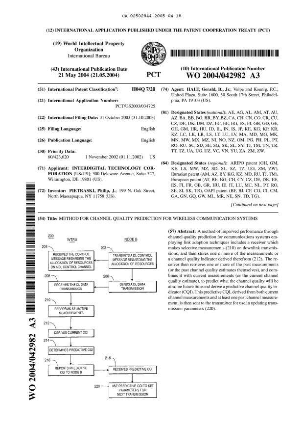 Document de brevet canadien 2502844. Abrégé 20050418. Image 1 de 2