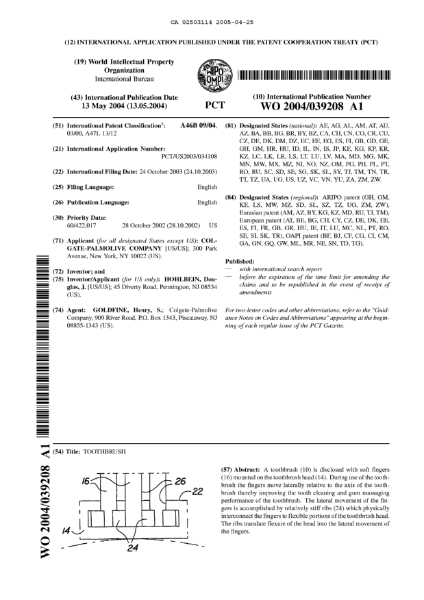 Document de brevet canadien 2503114. Abrégé 20050425. Image 1 de 1
