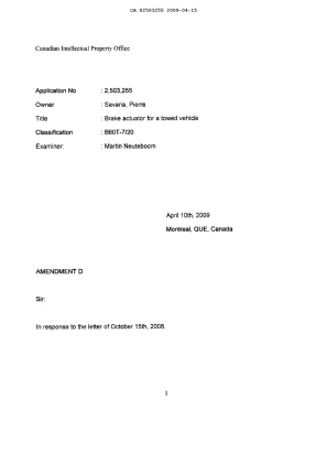 Document de brevet canadien 2503255. Poursuite-Amendment 20090415. Image 2 de 6